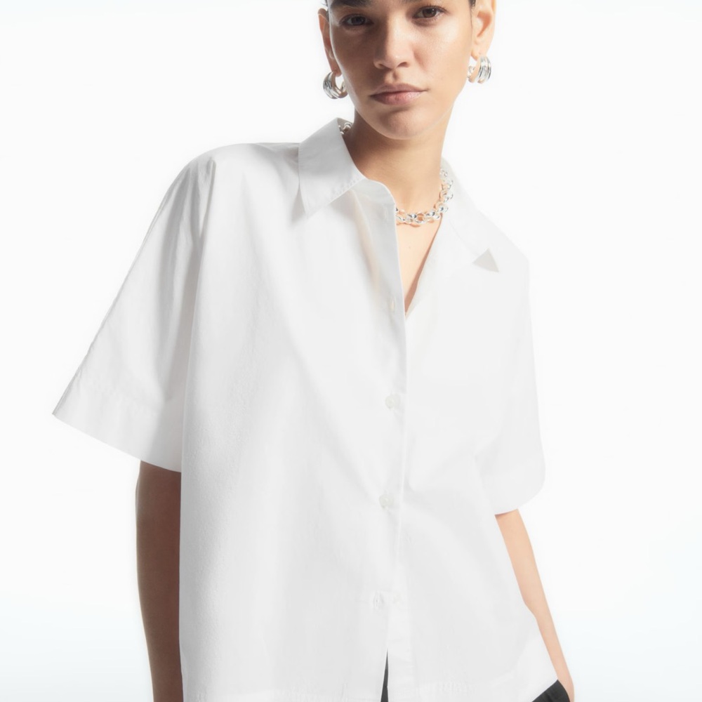 COS White Short Sleeve Button-Up Shirt